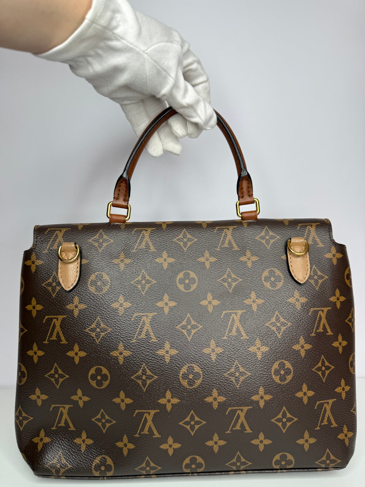 Louis Vuitton Marignan Monogram Canvas and Beige Leather Bag