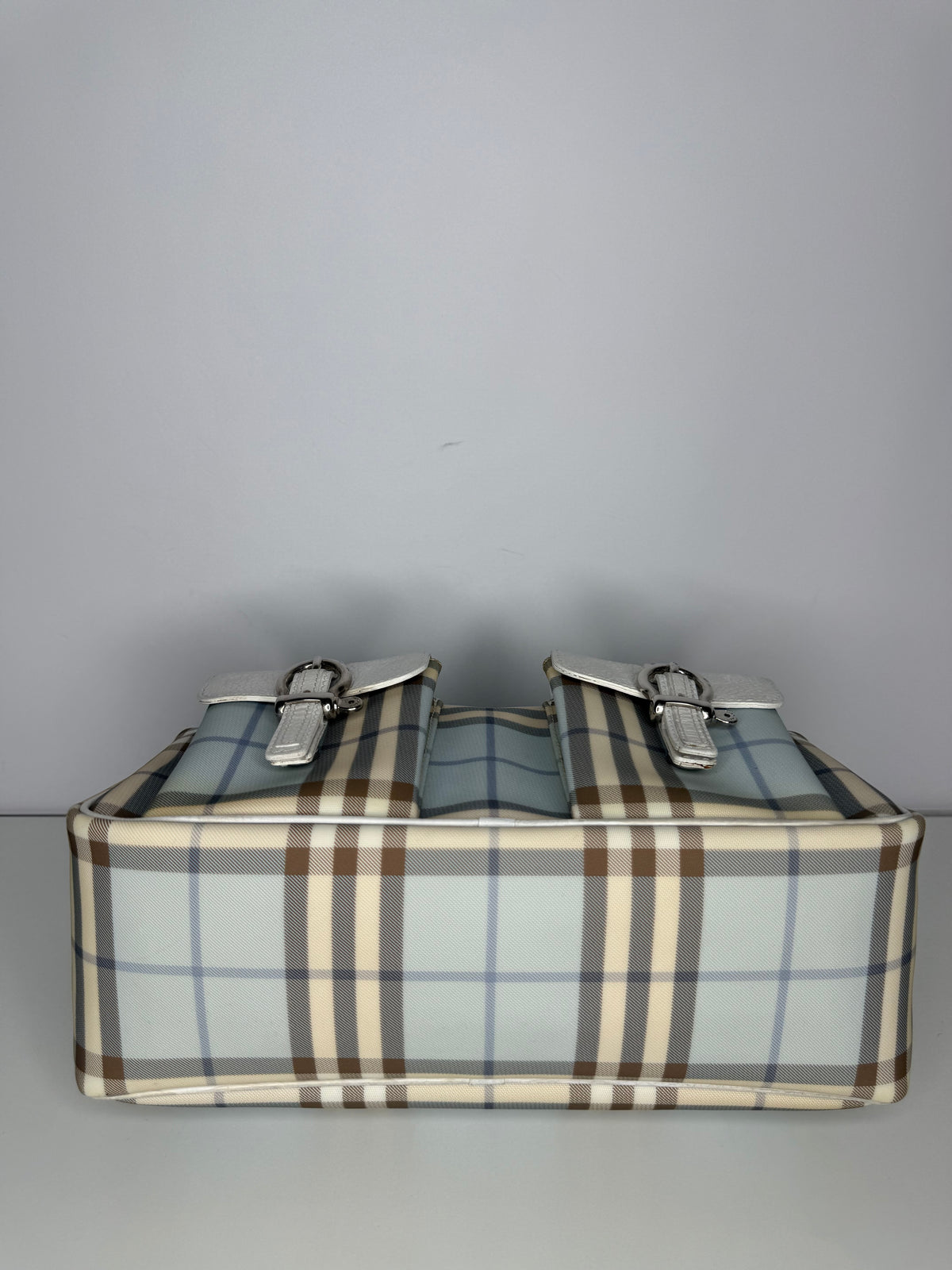 Burberry White/Blue Haymarket Check Shoulder Bag