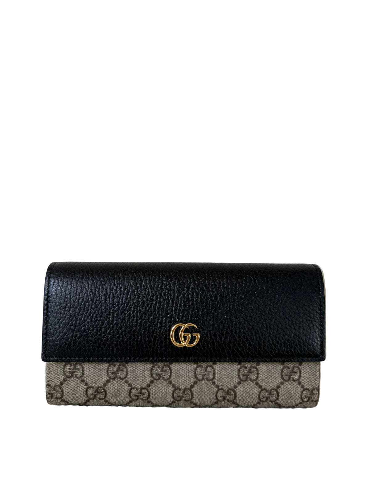Gucci GG Marmont Beige/Black Bi-Color Leather Continental Wallet
