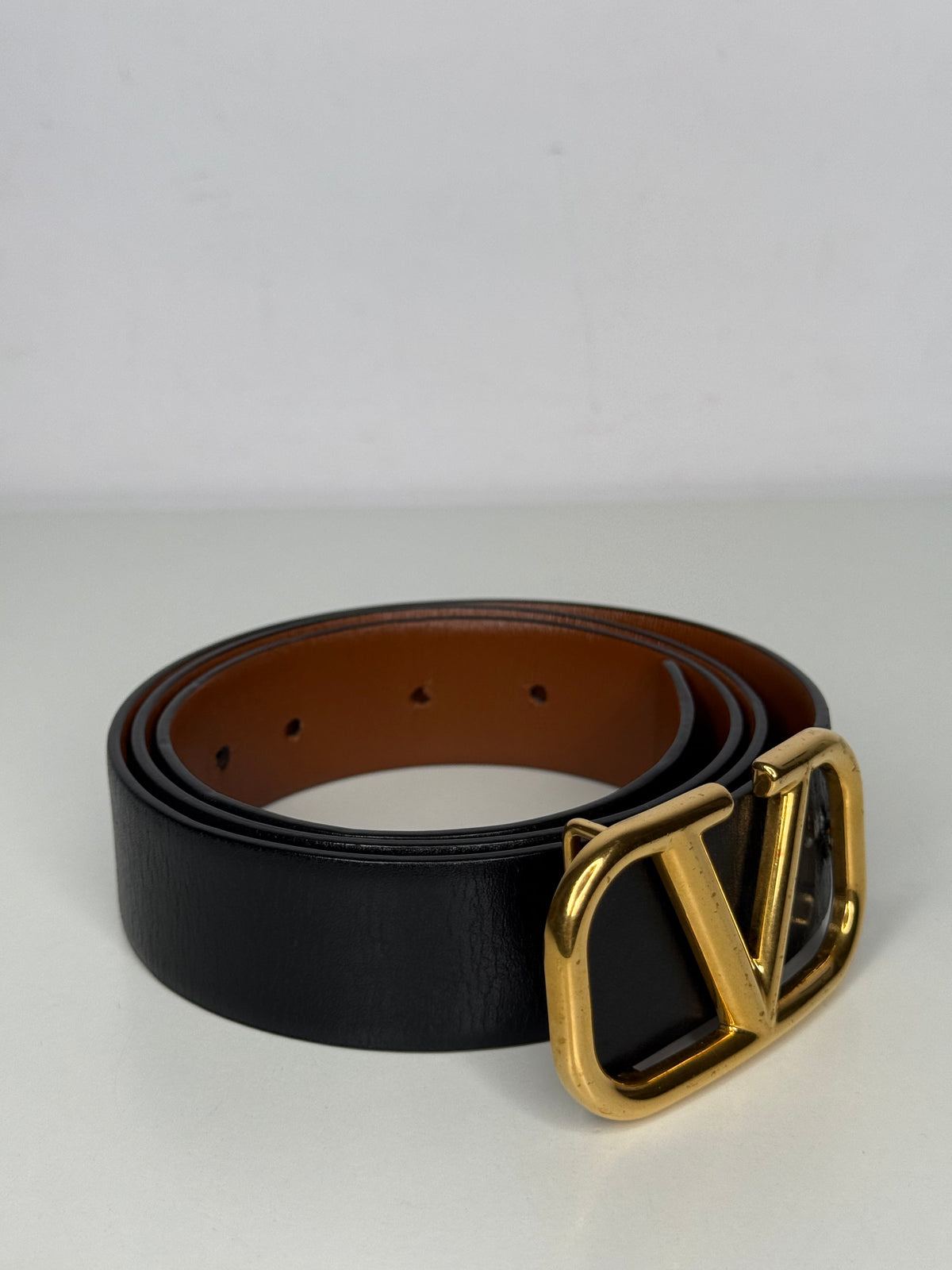 Valentino VLogo Black Calfskin Belt