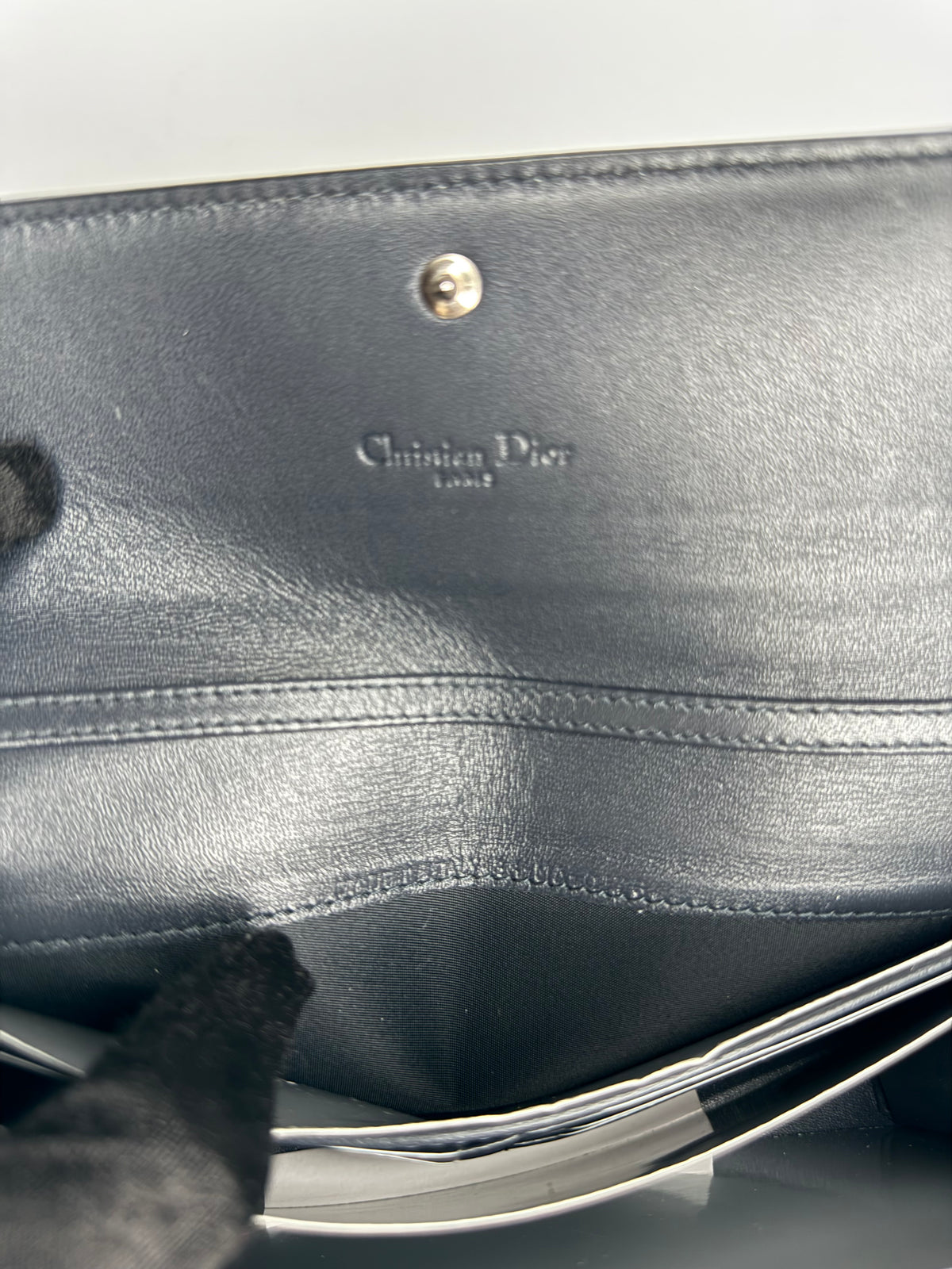 Christian Dior Lady Dior Croisiere Perforated Wallet on Chain in Silver