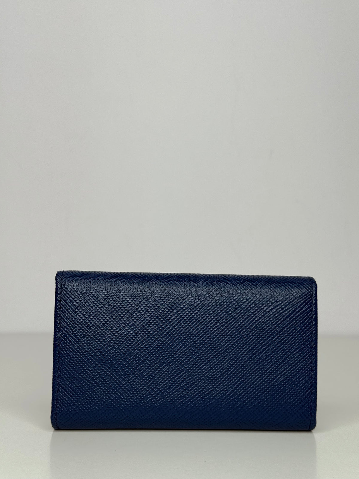 Prada Blue Saffiano Leather Snap Key Holder