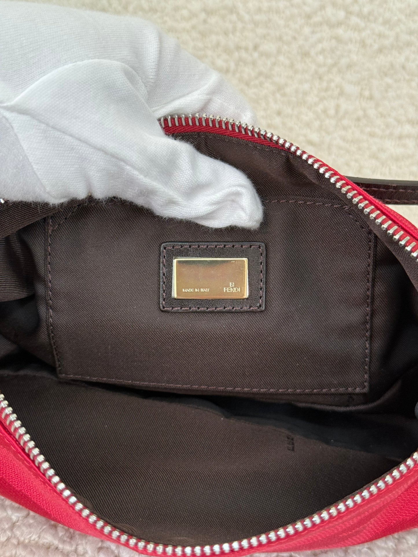 Fendi Red Printed Canvas Pochette