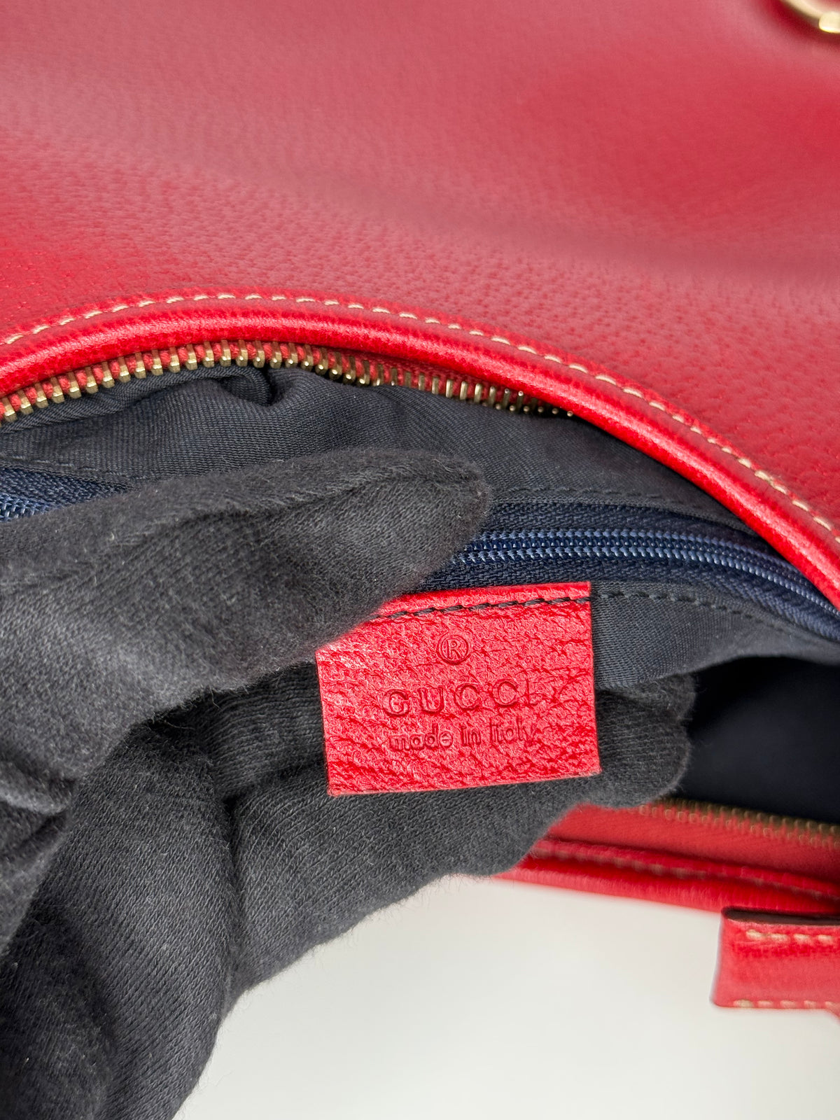 Gucci Red Leather Abbey D Ring Hobo Bag