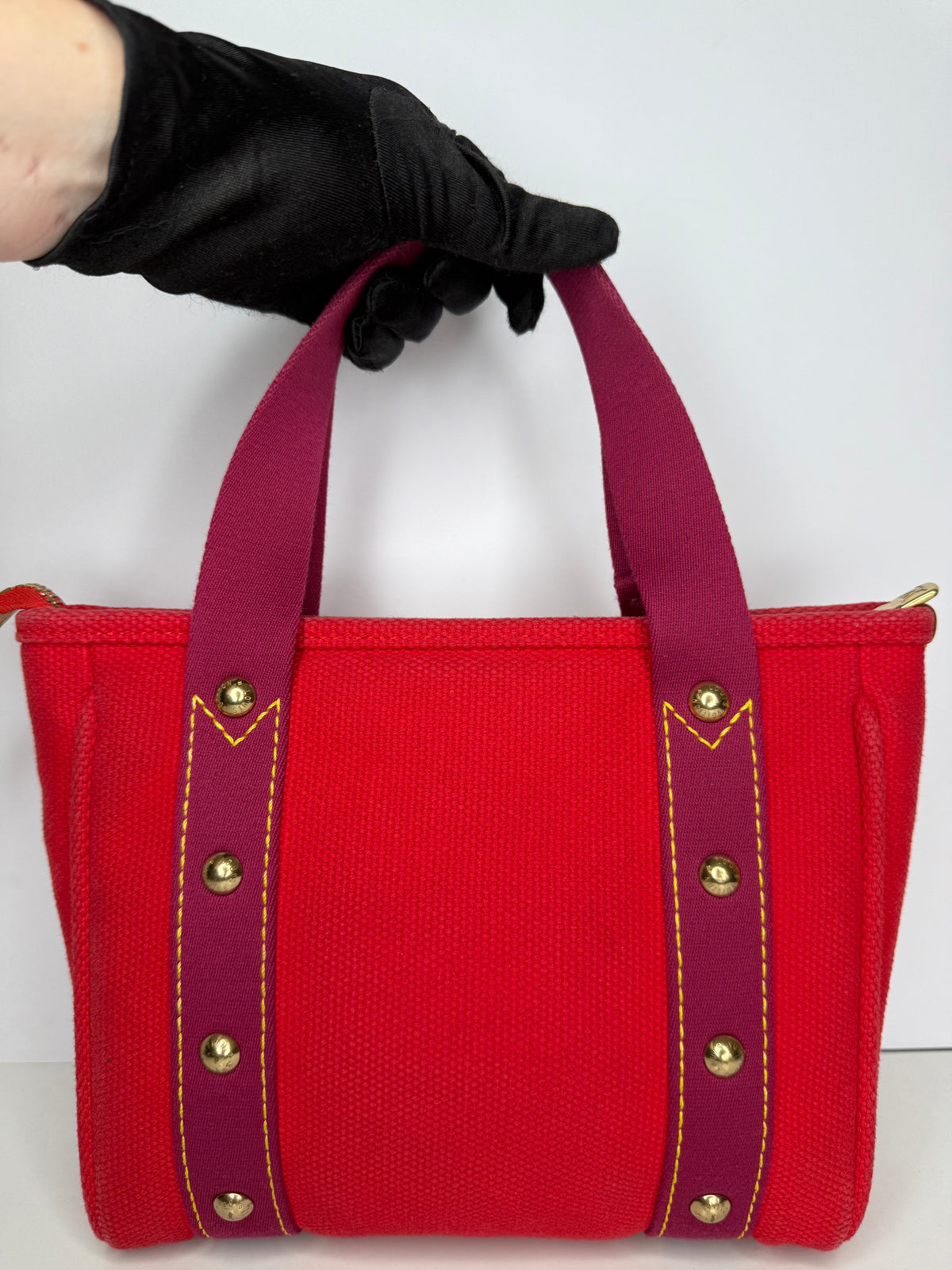 Louis Vuitton Red/Purple Canvas Antigua Cabas PM Bag