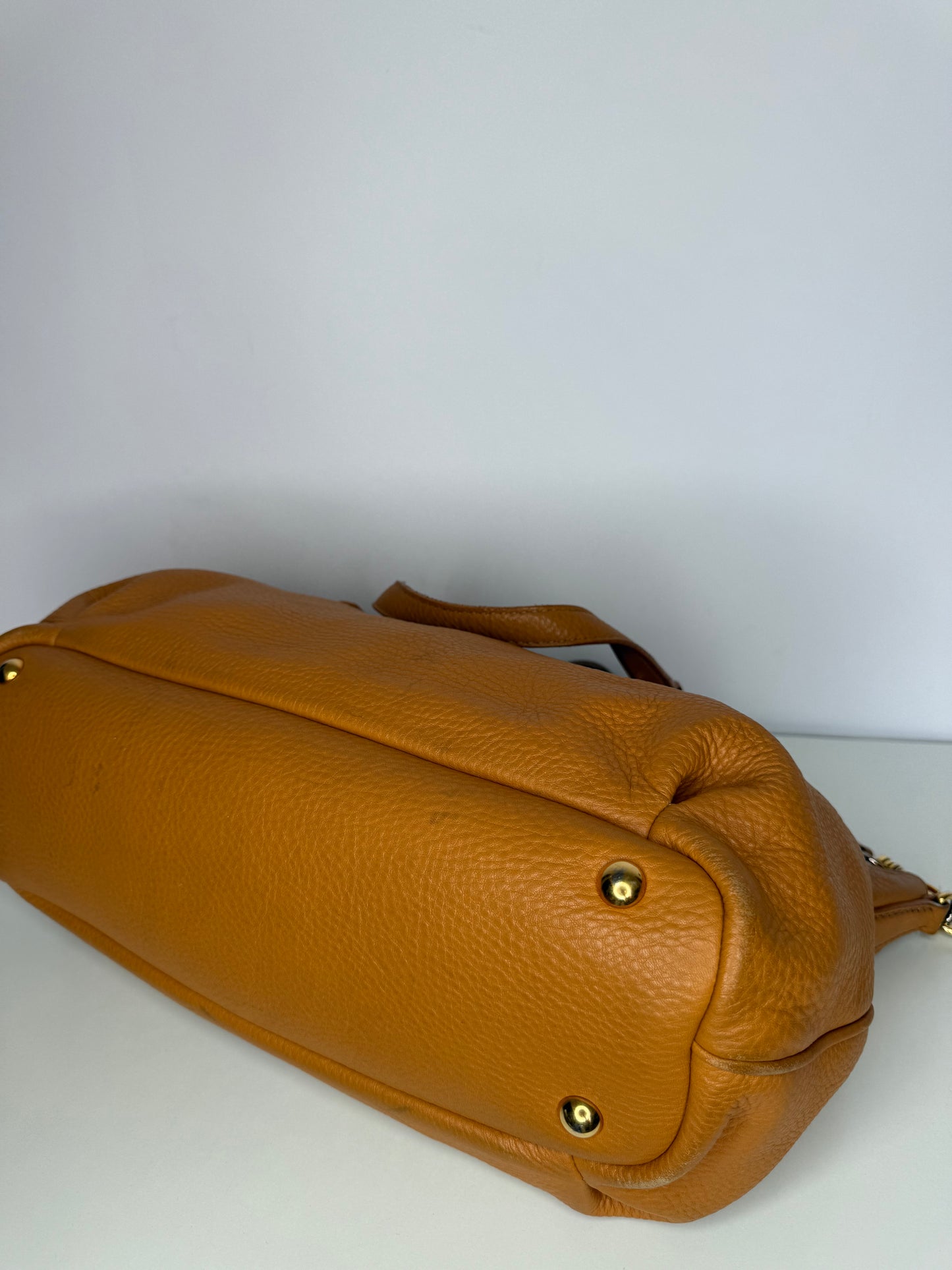 Miu Miu Camel Vitello Caribu Leather East/West Bag