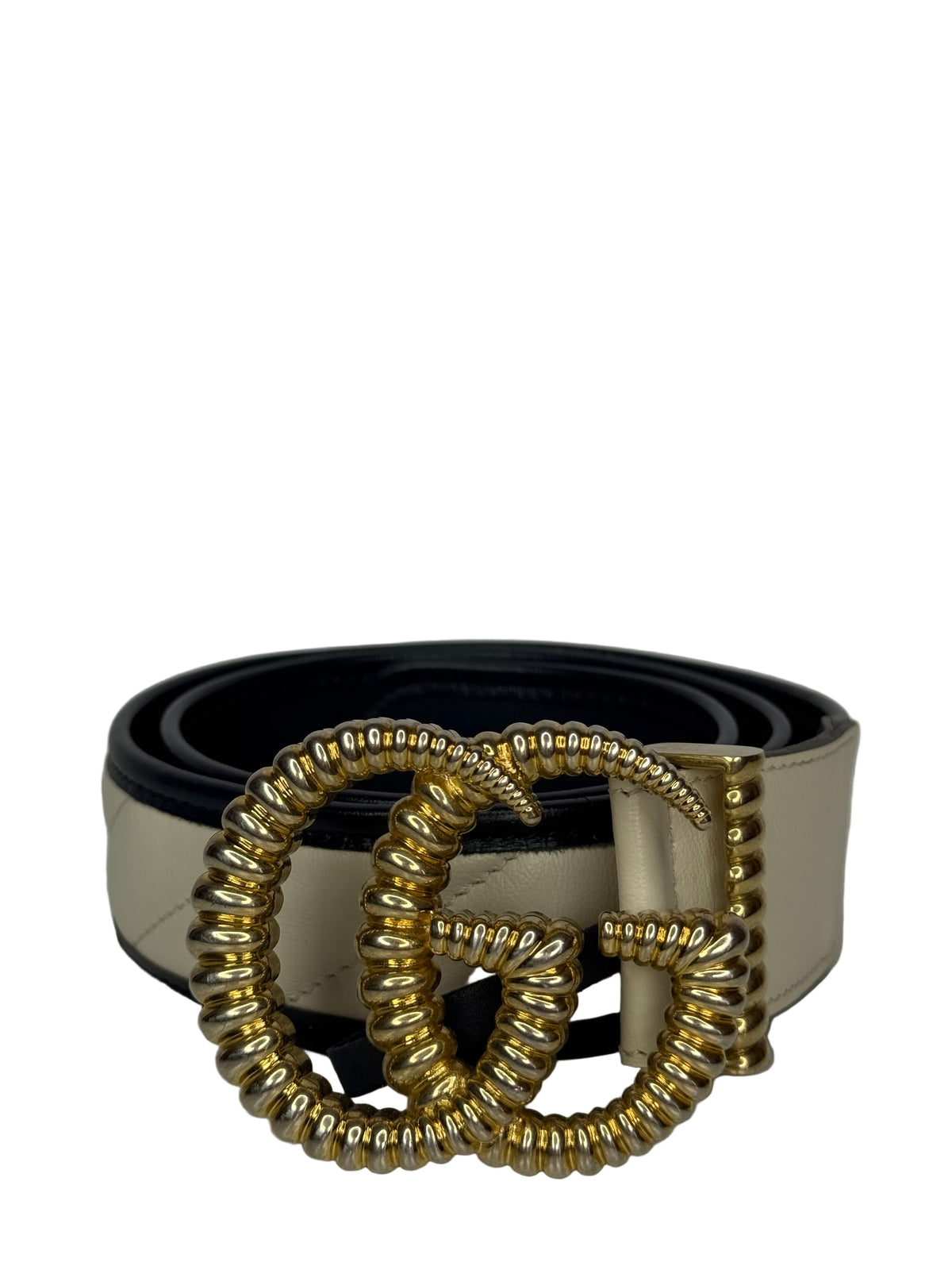Gucci GG Marmont Torchon White/Blue Leather Belt
