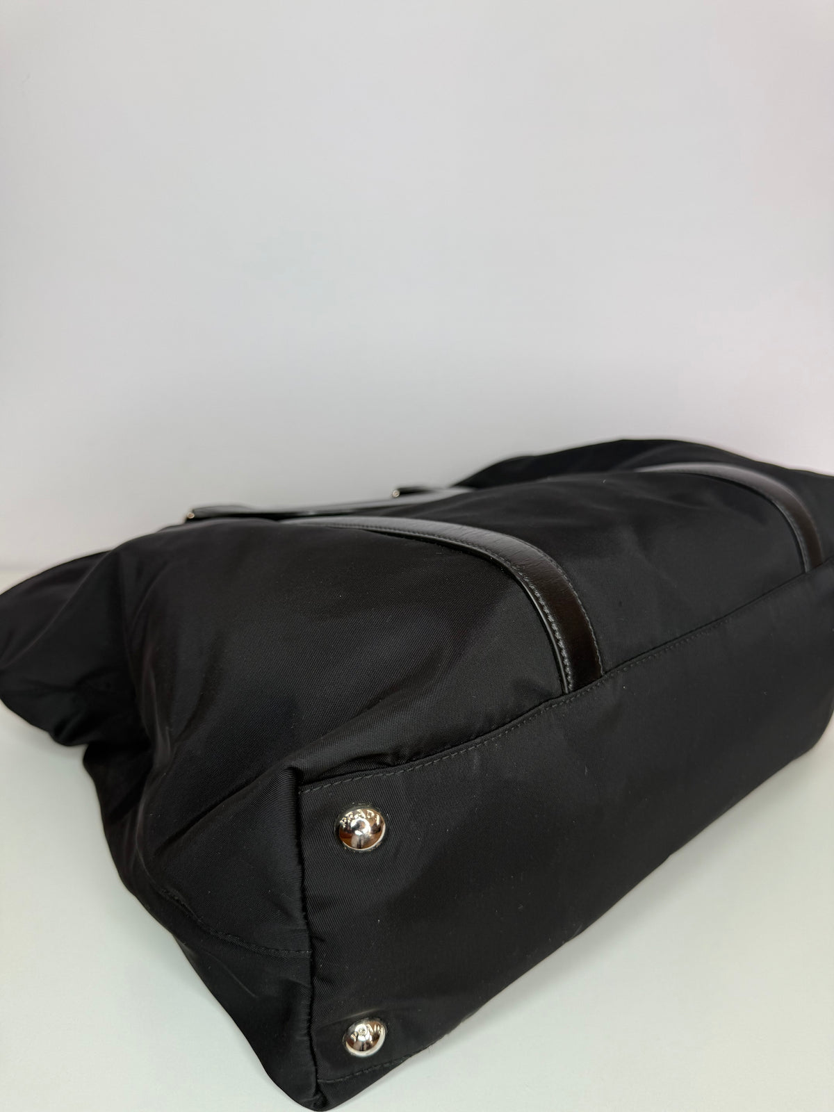 Prada Black Nylon and Leather Tote Bag