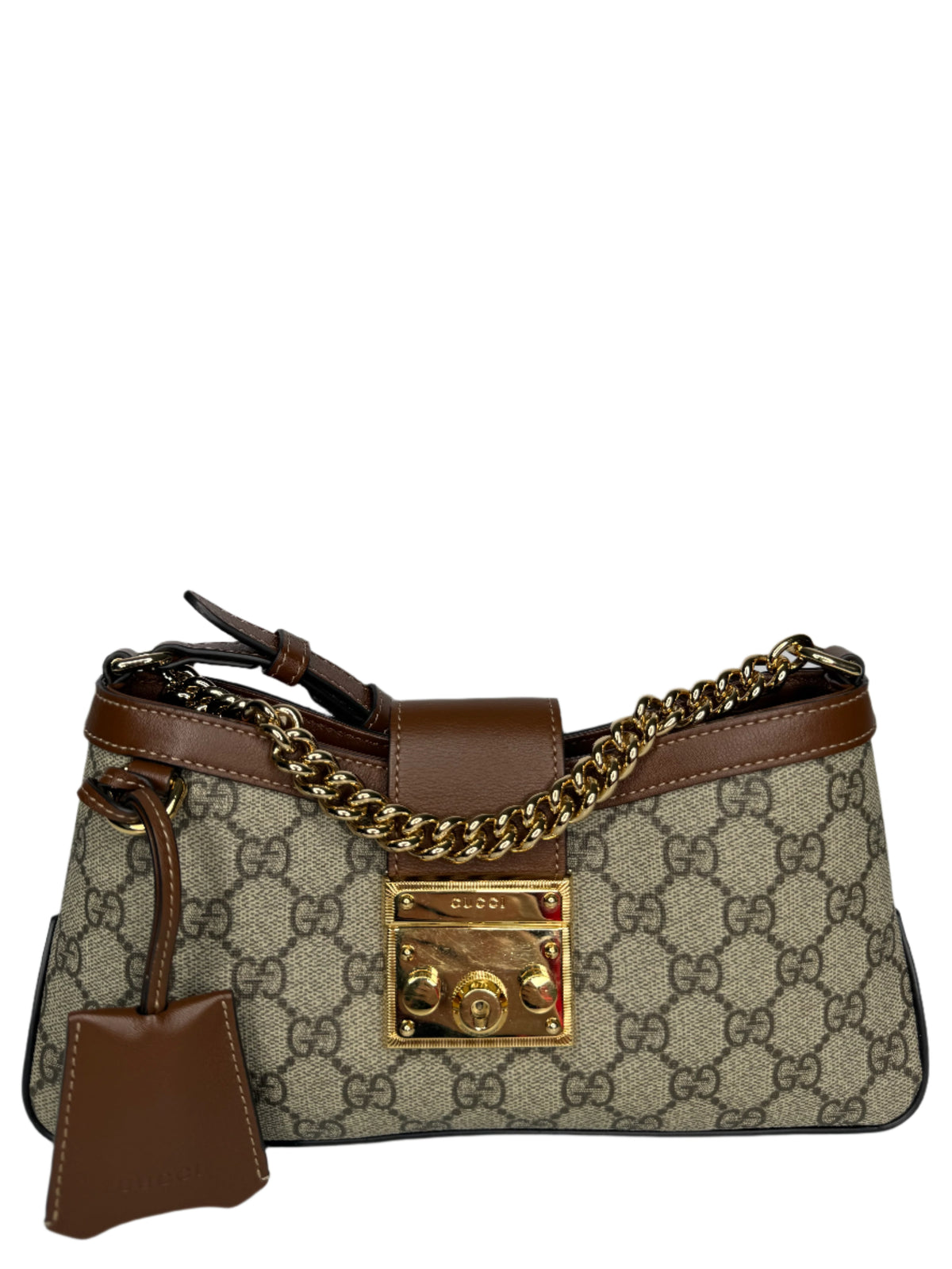 Gucci GG Supreme Beige And Ebony Padlock Small Shoulder Bag