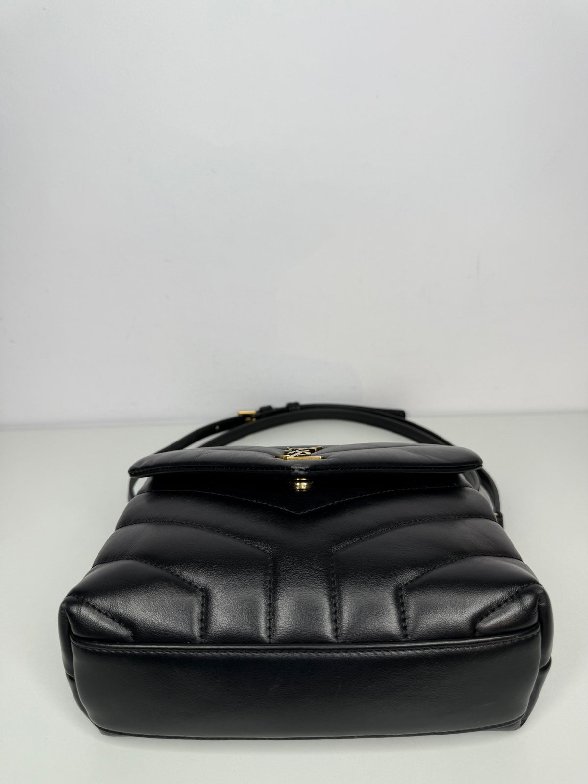 Saint Laurent Calfskin Quilted Monogram Toy Loulou Crossbody Bag Black
