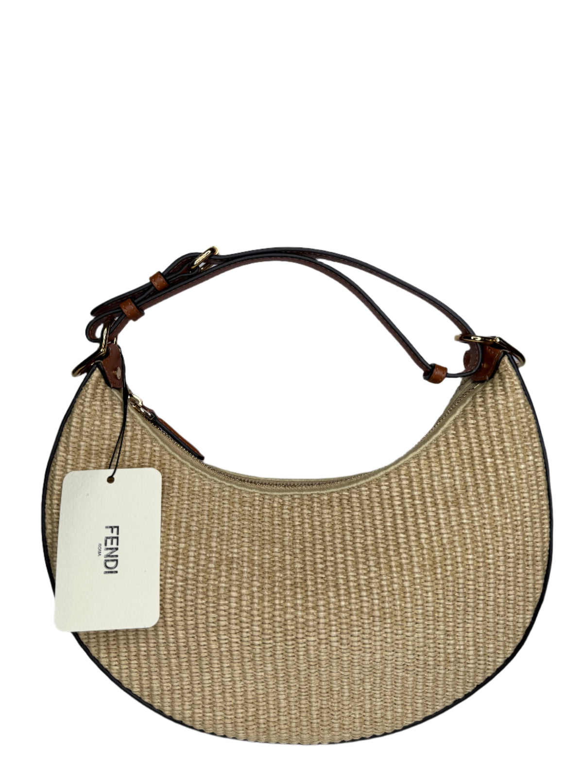 Fendi Fendigraphy Small Straw Hobo Bag