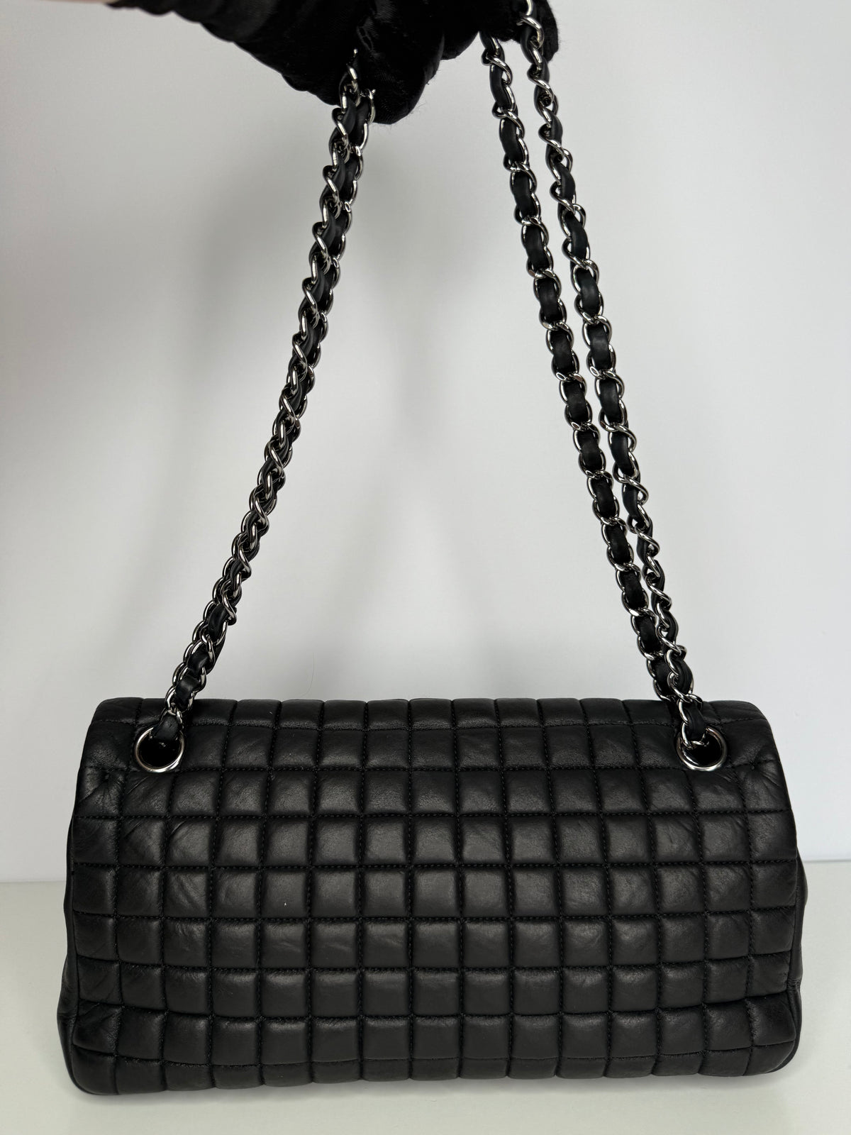 Chanel CC Lock Bubble Quilted Iridescent Calfskin East West Flap