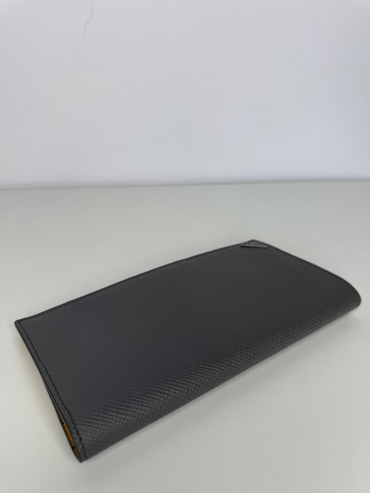 Prada Grey Saffiano Leather Bi Fold Long Wallet