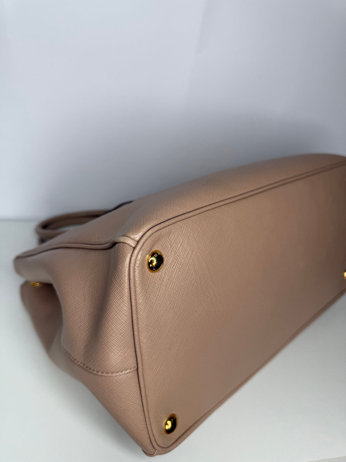 Prada Saffiano Large Galleria Double Zip Tote Beige