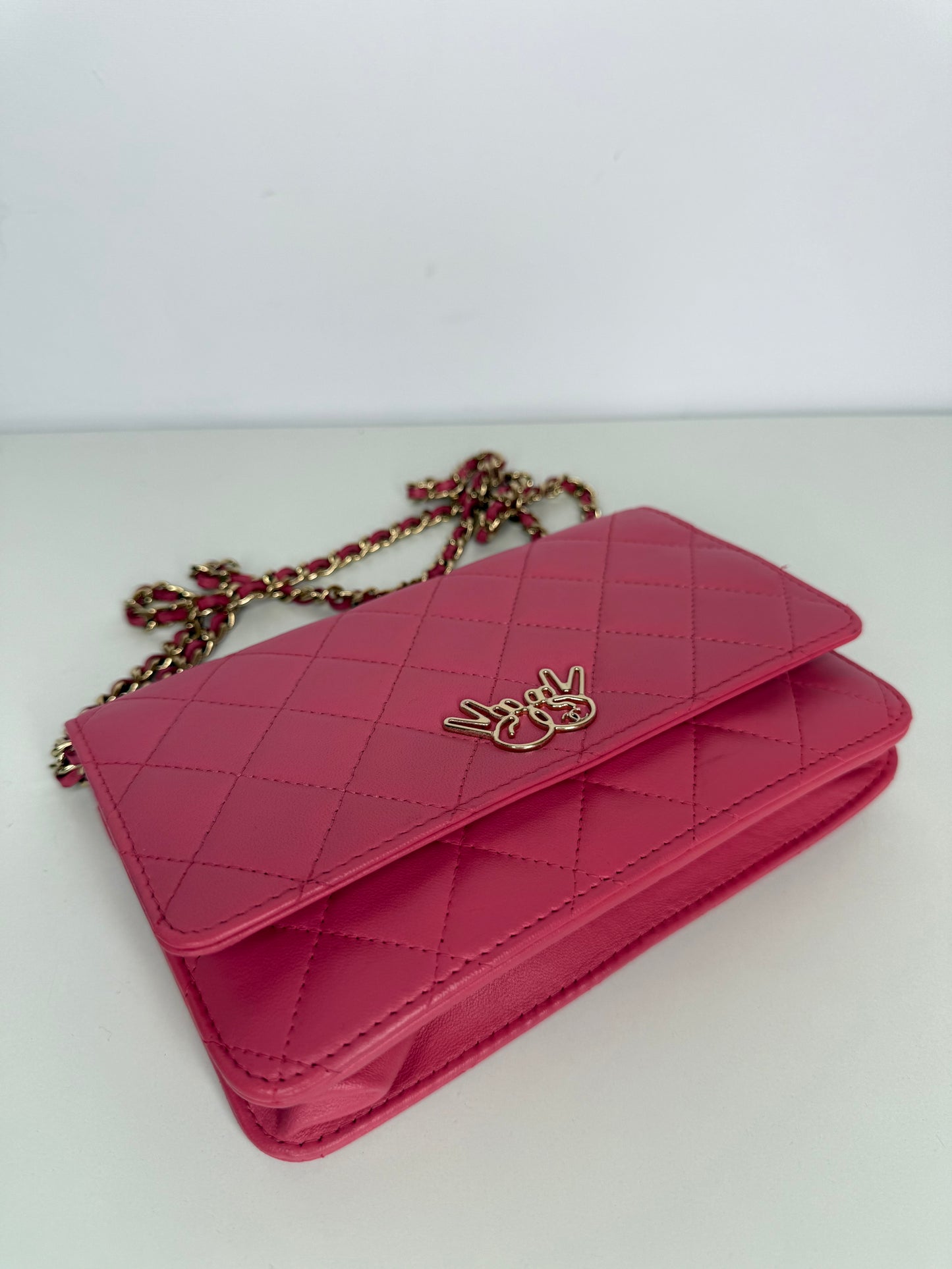 Chanel Pink Quilted Lambskin Emoticon Wallet on Chain