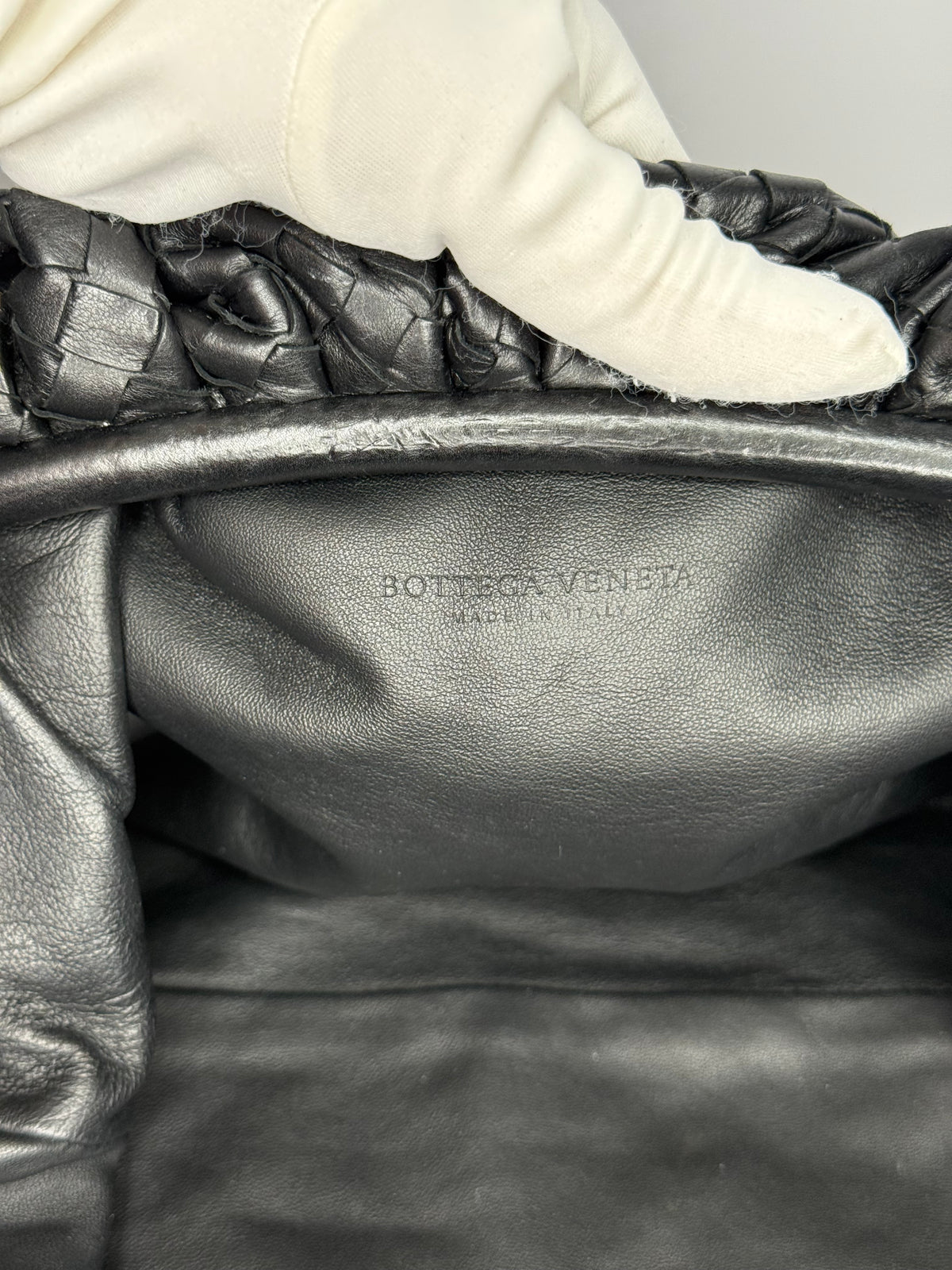 Bottega Veneta The Pouch Black Intrecciato Leather Clutch