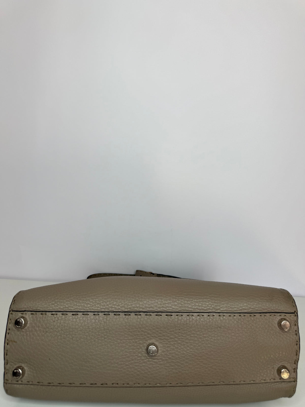 Fendi Peekaboo Grey Selleria Leather Medium Top Handle Bag