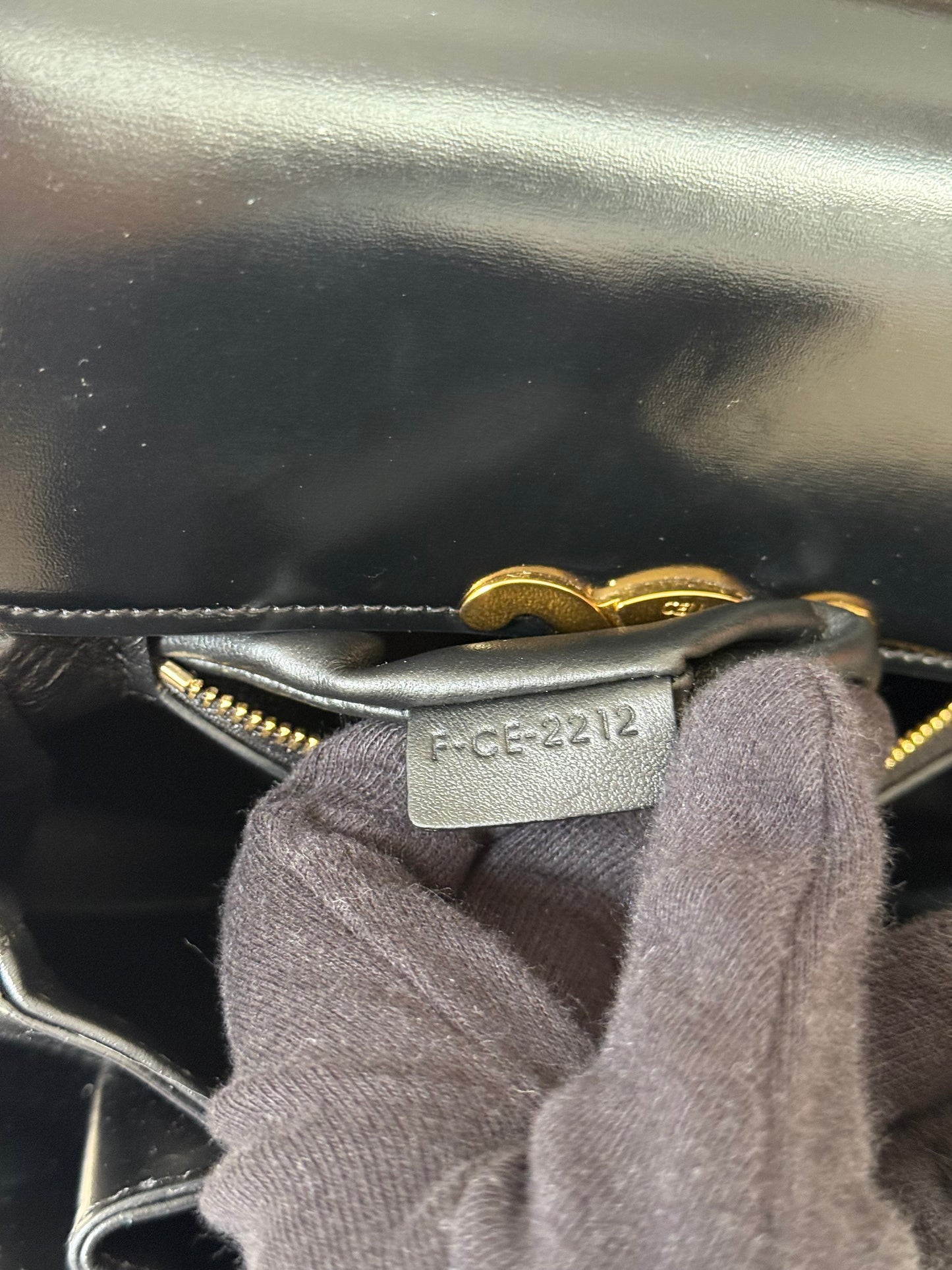 Celine Classique Triomphe Bag in Black Shiny Calfskin
