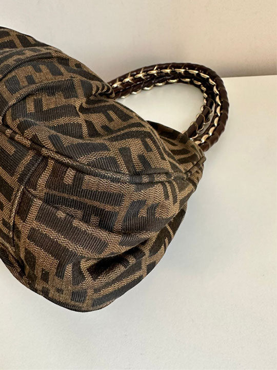 Fendi Tobacco Zucca Print Canvas Small Mia Tote Bag