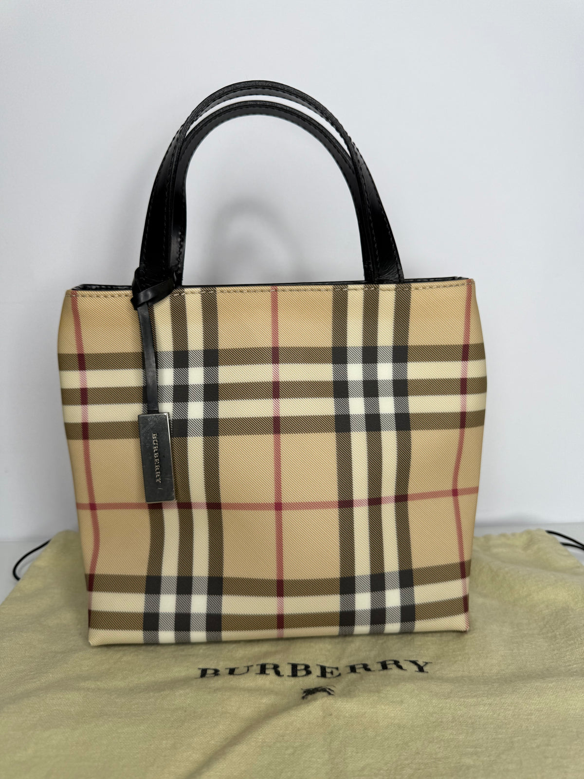 Burberry Nova Check Mini Tote Bag PVC Leather