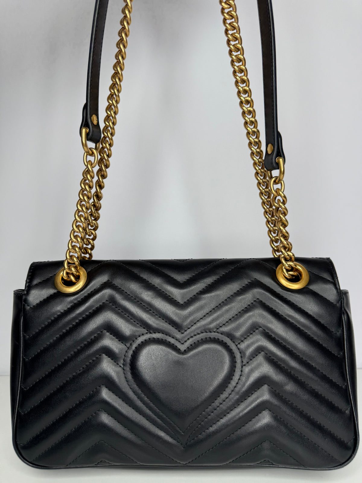 Gucci GG Marmont Black Calfskin Matelasse Medium Shoulder Bag