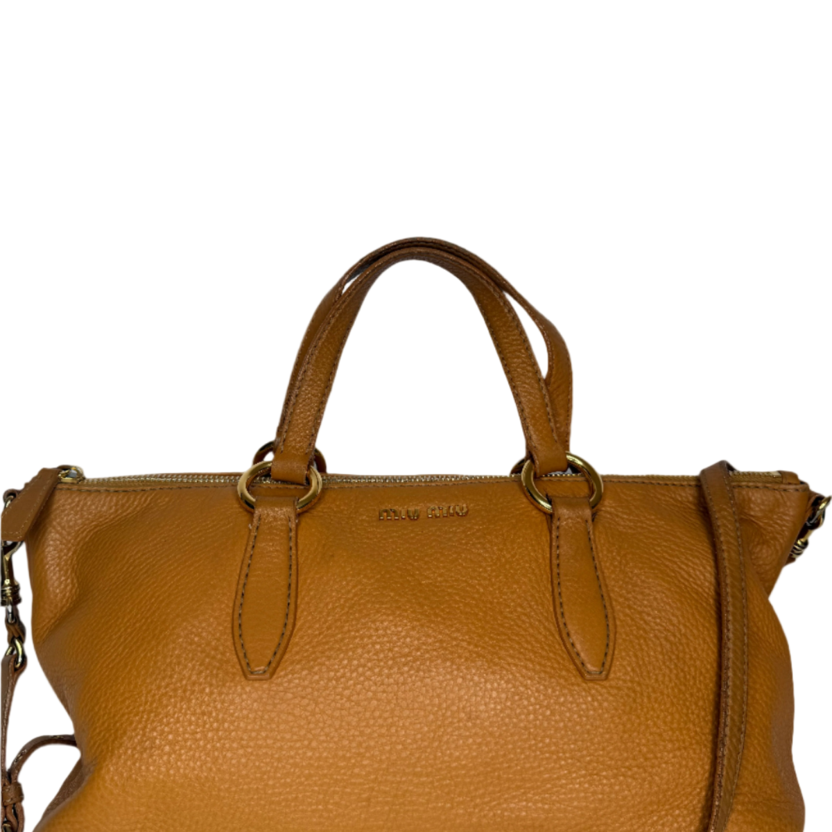 Miu Miu Camel Vitello Caribu Leather East/West Bag