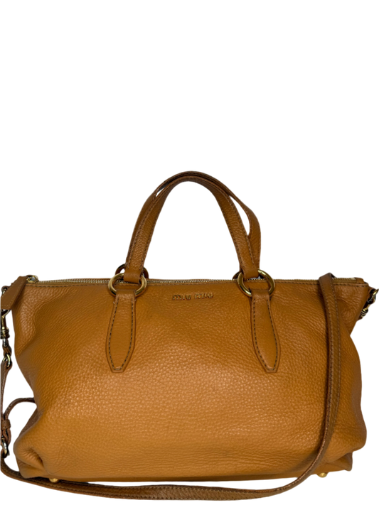 Miu Miu Camel Vitello Caribu Leather East/West Bag
