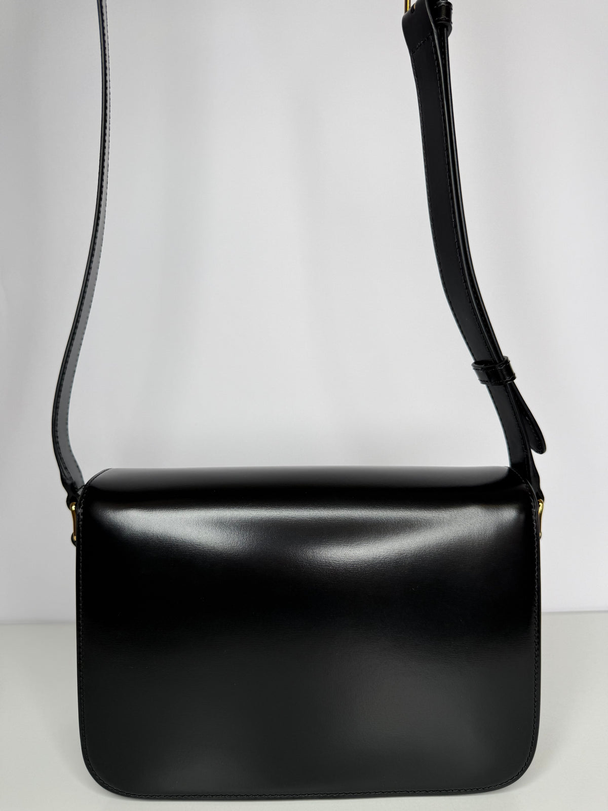 Celine Classique Triomphe Bag in Black Shiny Calfskin