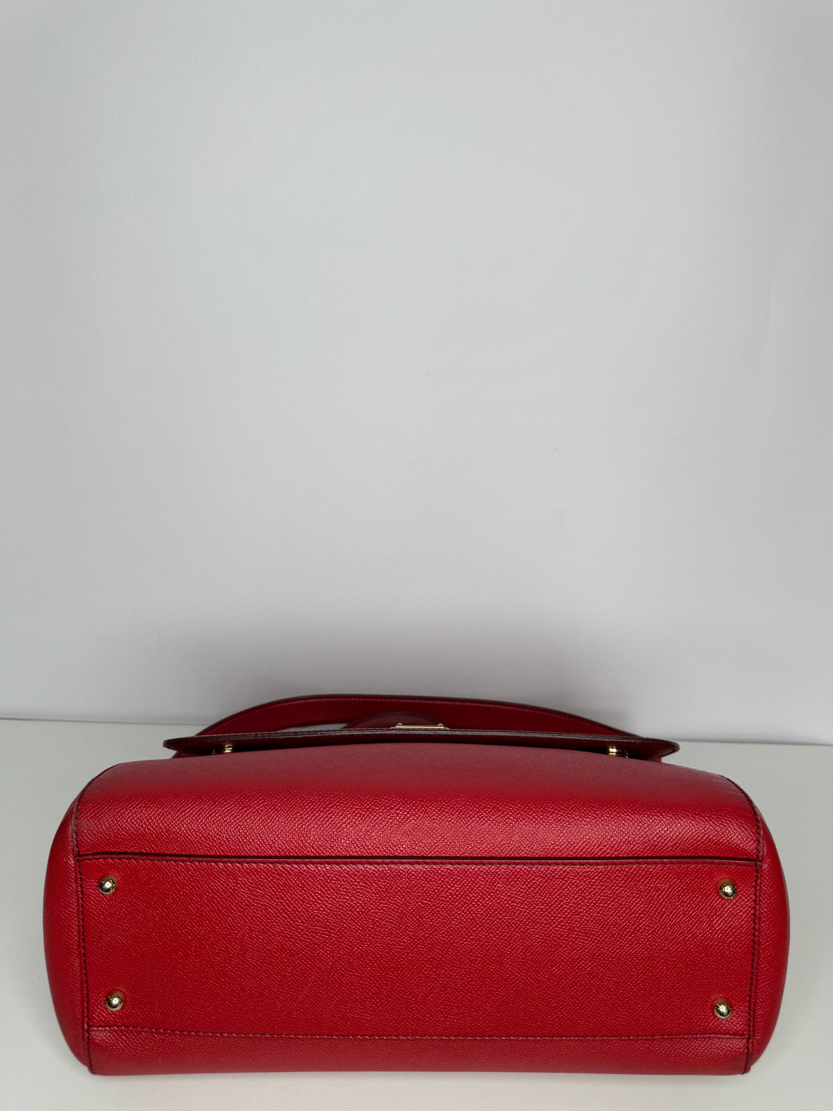 Dolce Gabbana Large Miss Sicily Red Leather Top Handle Bag