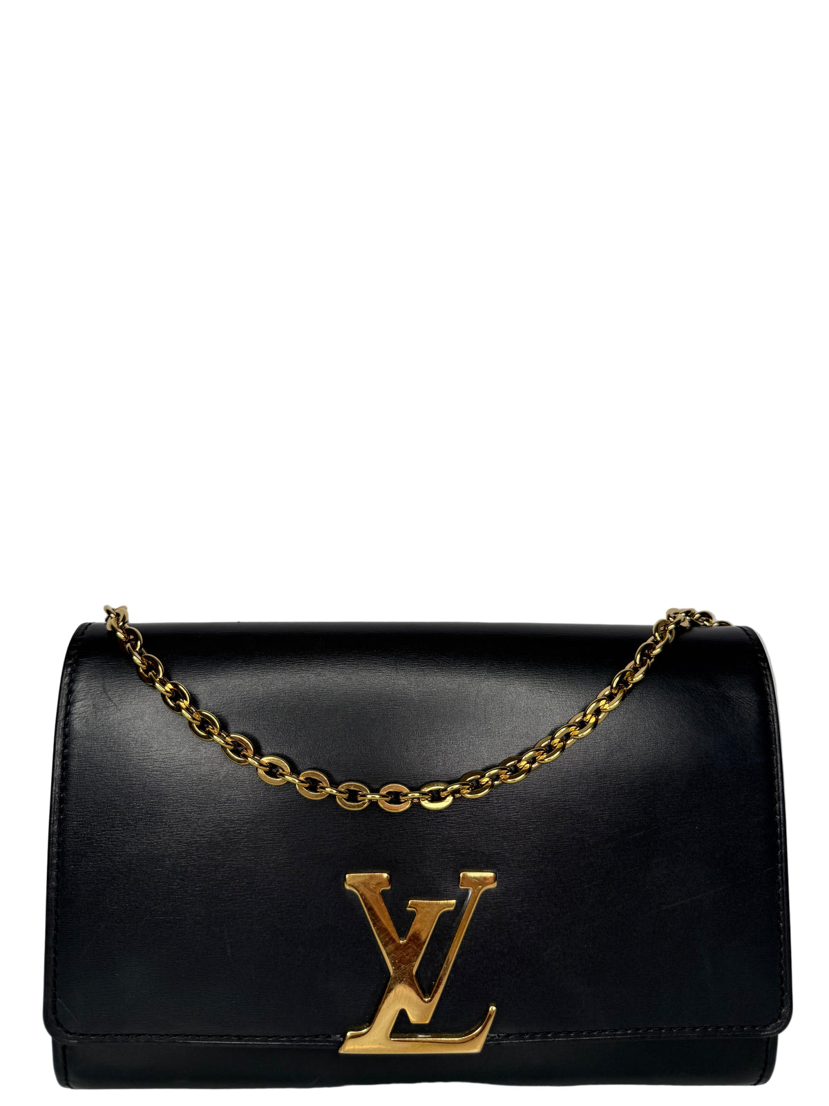 Louis Vuitton Louise Black Calfskin Chain Clutch