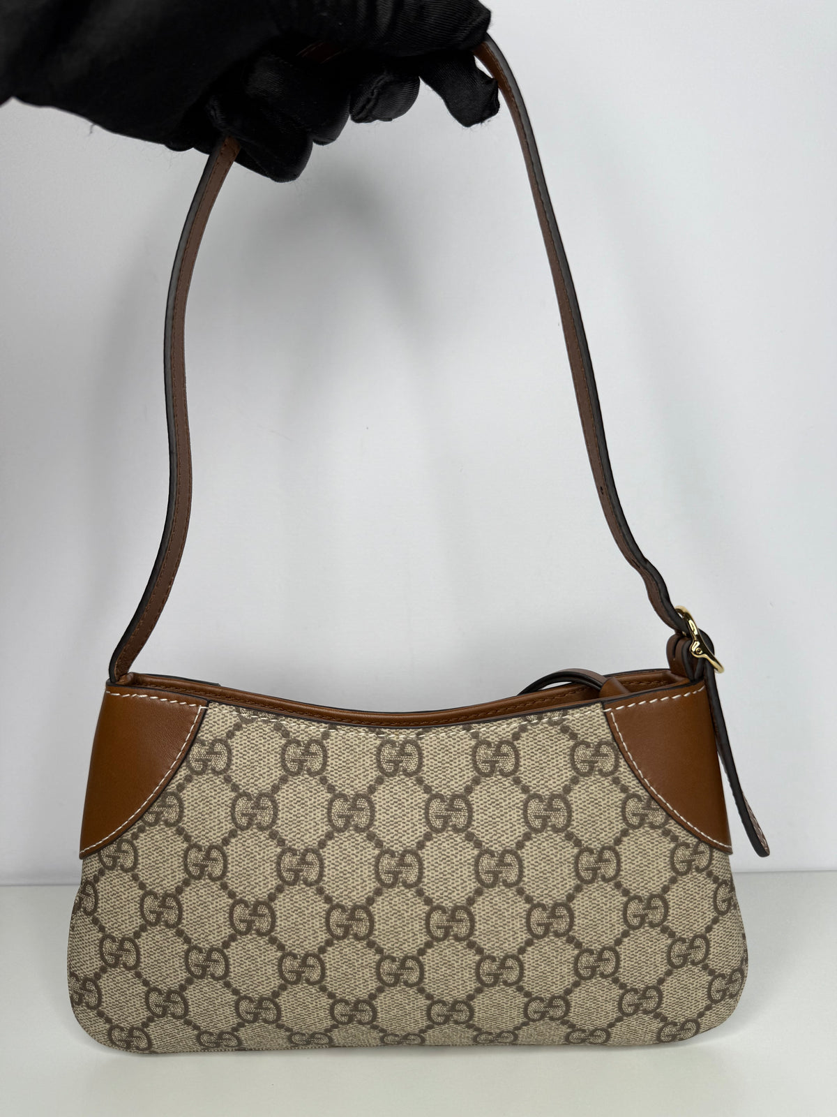 Gucci GG Emblem Beige and Brown Super Mini Pochette