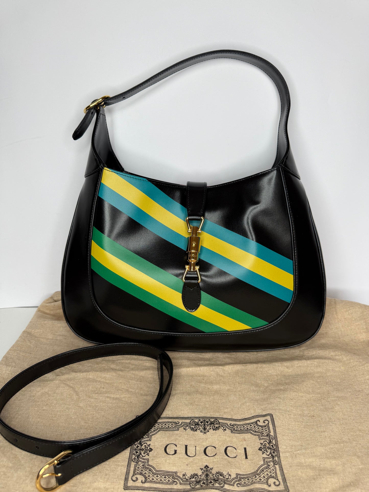 Gucci Jackie 1961 Centum Geometric Limited Edition Black Hobo Bag
