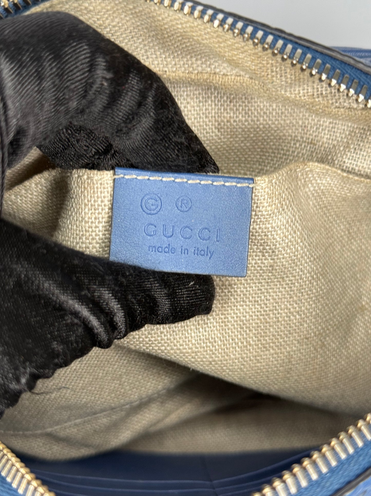 Gucci Blue Microguccissima Leather Bree Crossbody Bag
