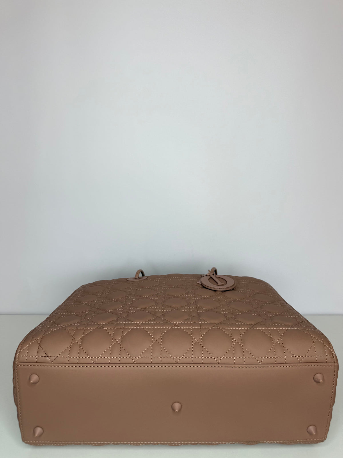 Christian Dior Large Lady Dior Beige Ultramatte Cannage Calfskin Leather Bag
