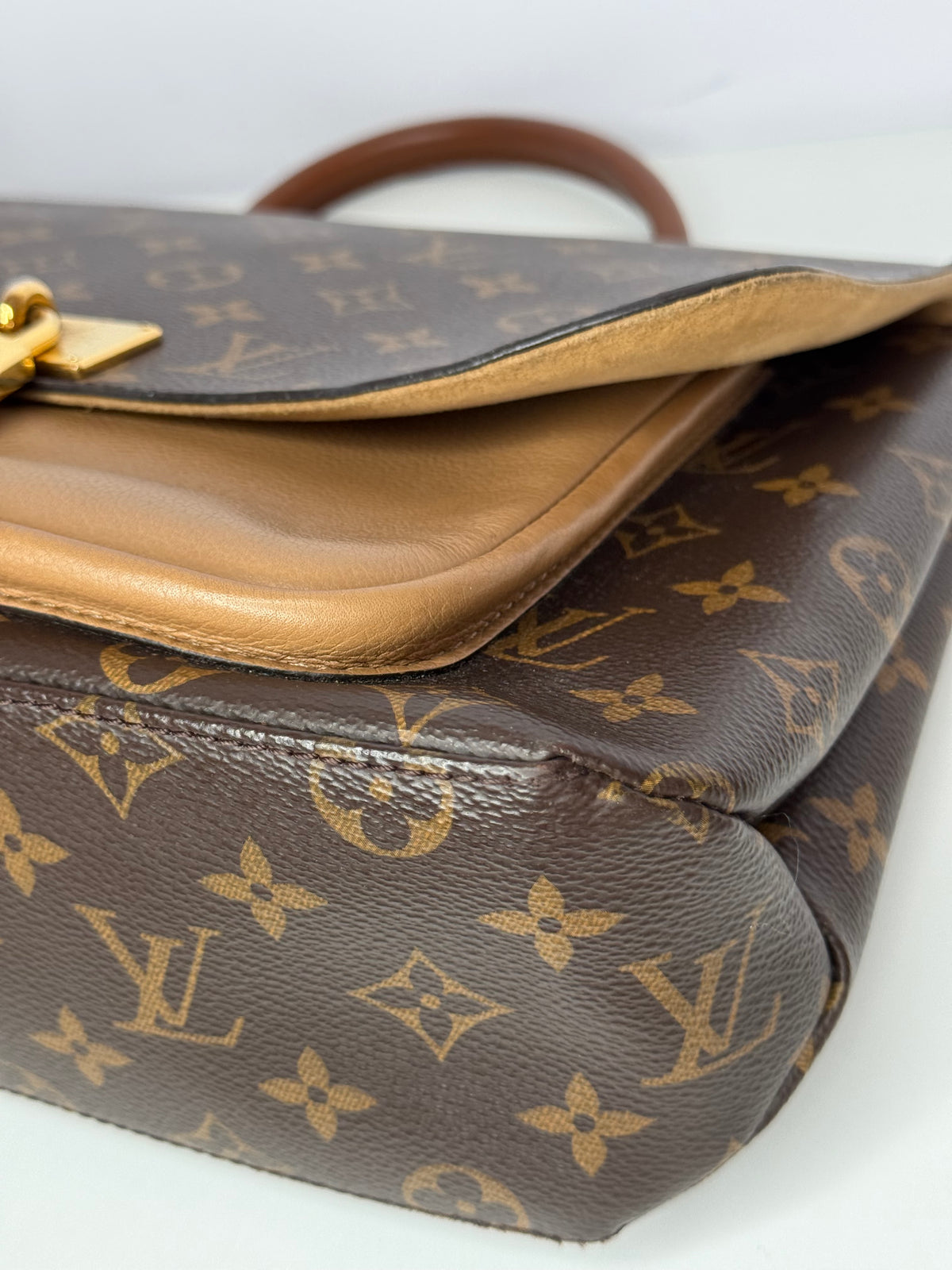 Louis Vuitton Marignan Monogram Canvas and Beige Leather Bag