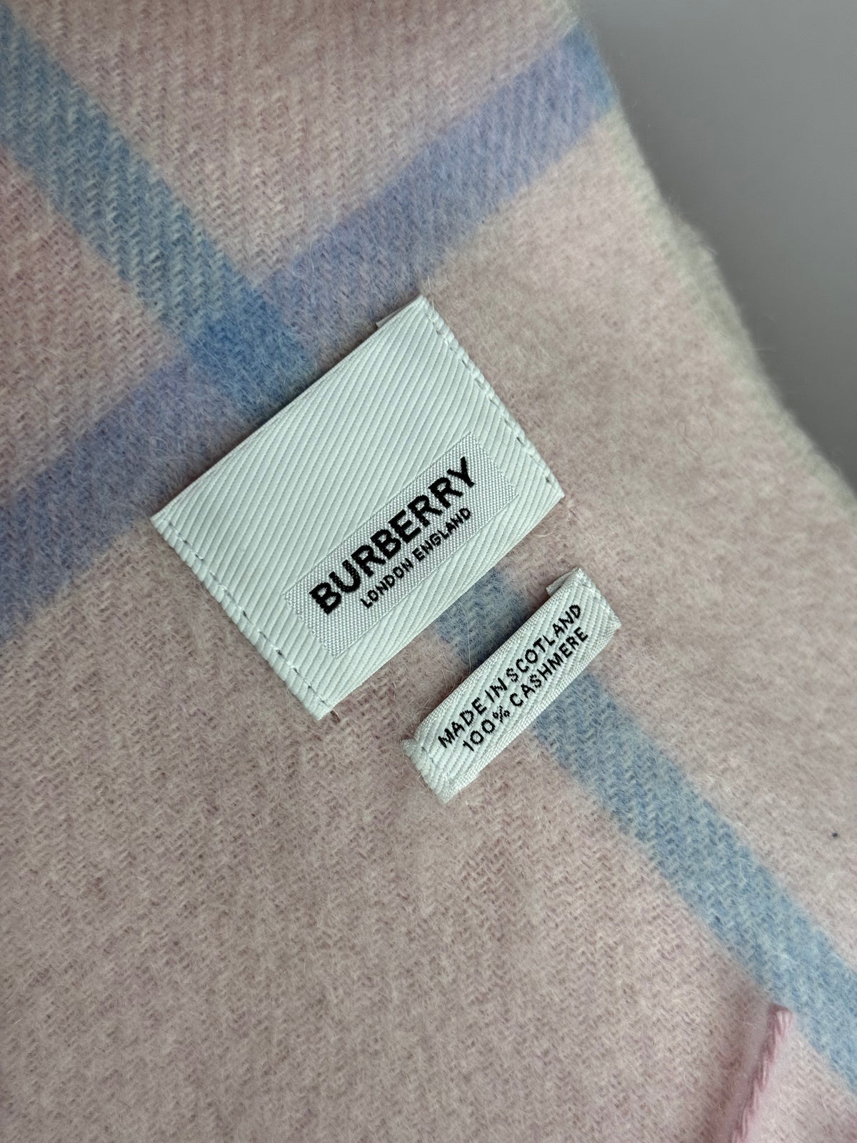 Burberry Classic Baby Pink Check Cashmere Scarf