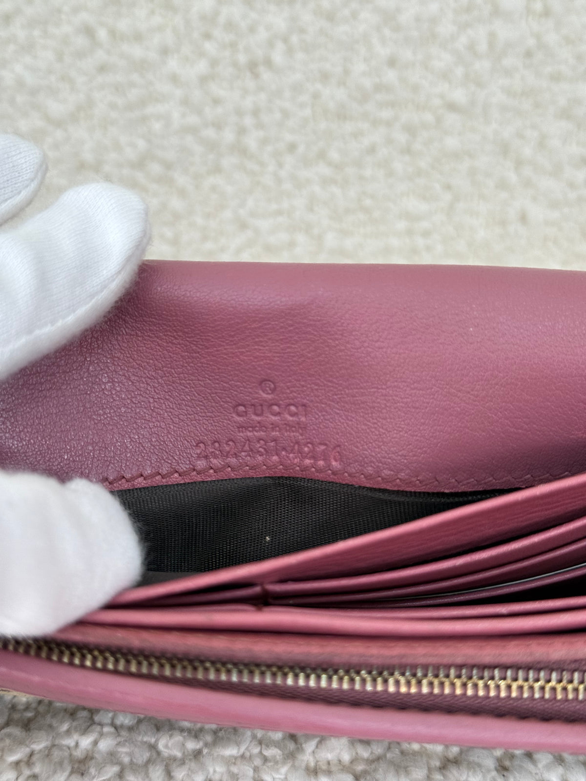 Gucci GG Interlocking Canvas Bifold Long Wallet Pink