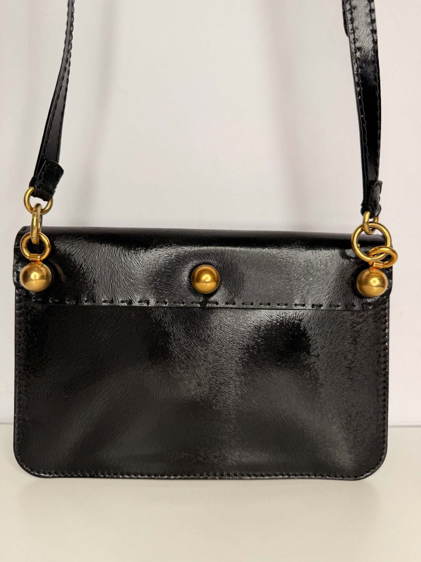 Fendi Glazed Calfskin Secret Code Crossbody Black