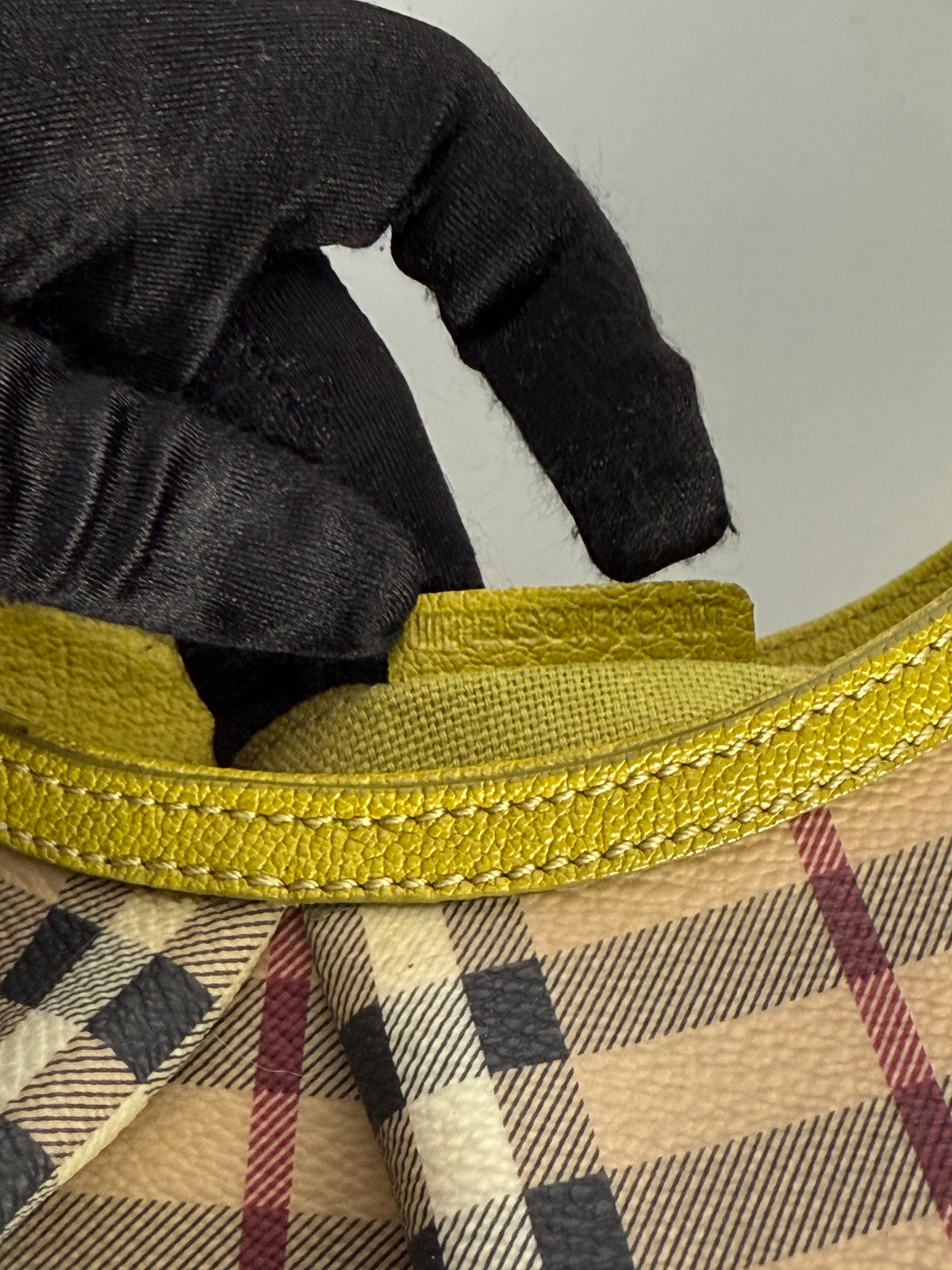 Burberry Beige/Neon Green Haymarket Check Coated Canvas And Leather Hernville Hobo