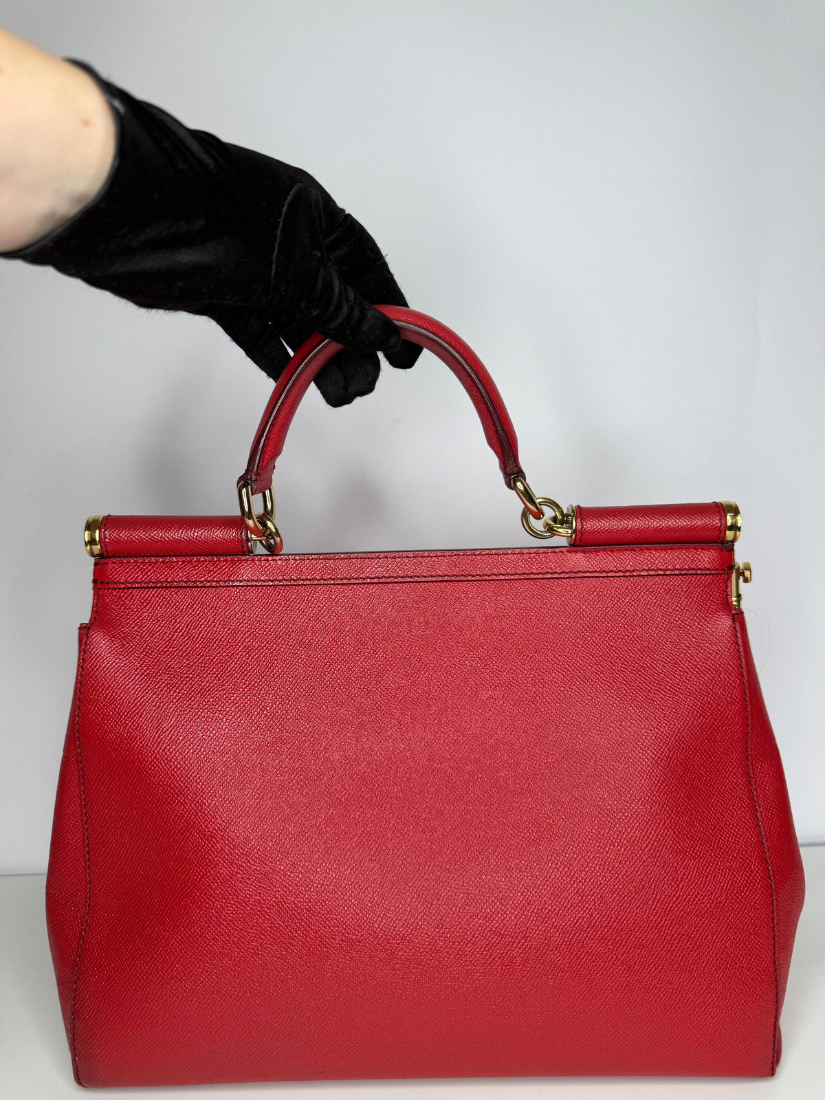 Dolce Gabbana Large Miss Sicily Red Leather Top Handle Bag