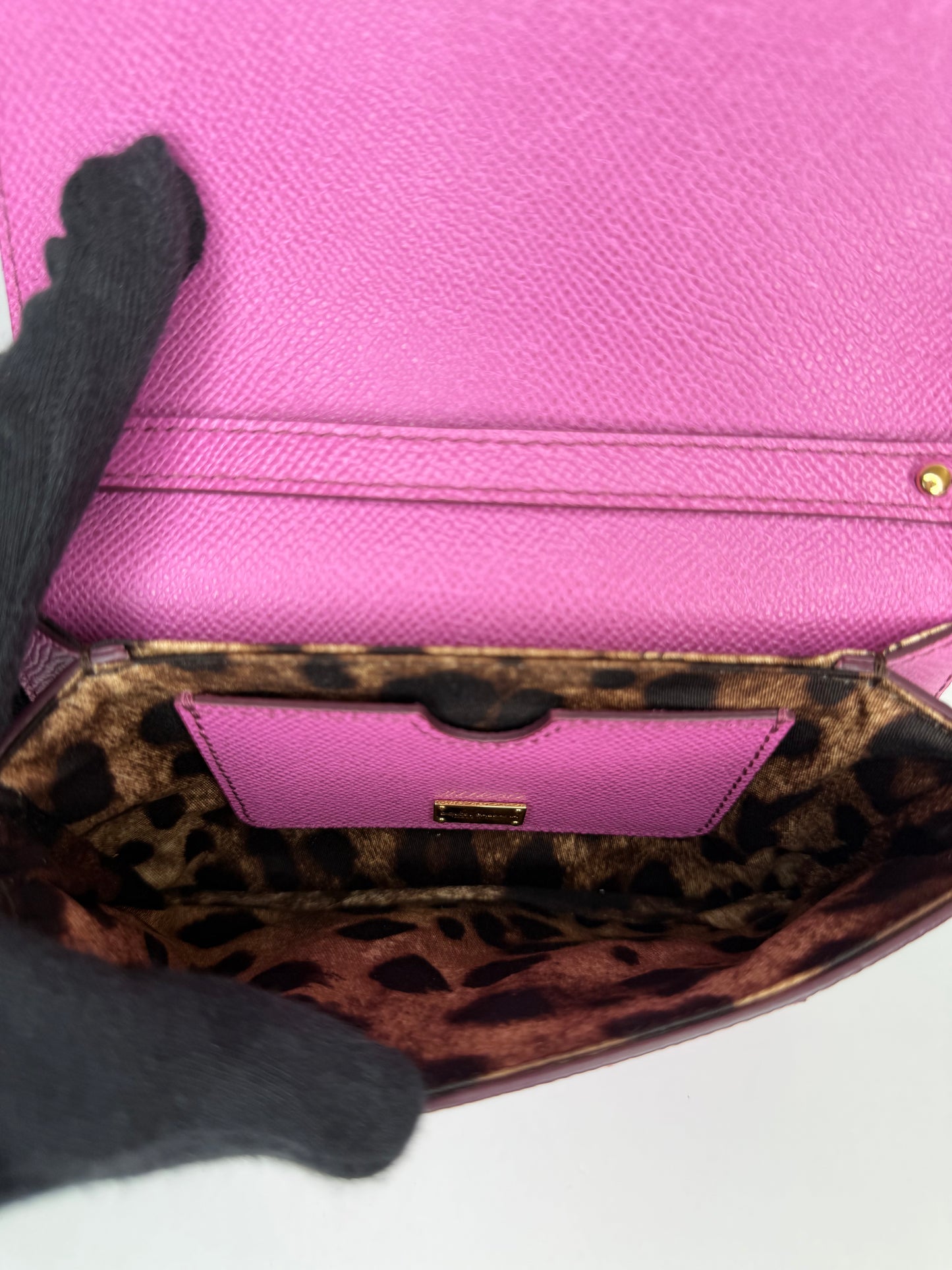 Dolce Gabbana Pink Dauphine Leather Mini Crossbody Bag