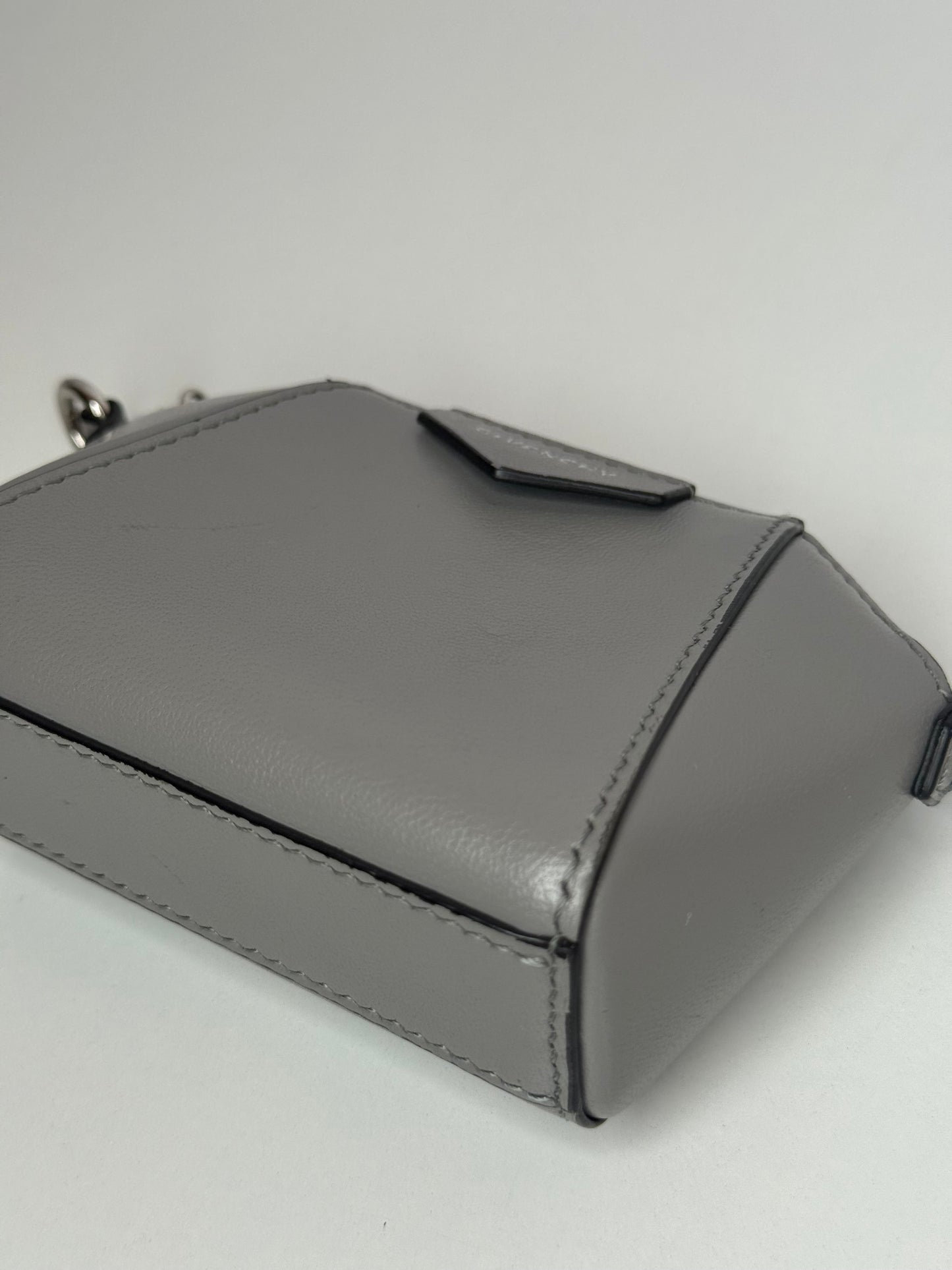 Givenchy Baby Antigona Grey Leather with Chain Mini Bag/Charm