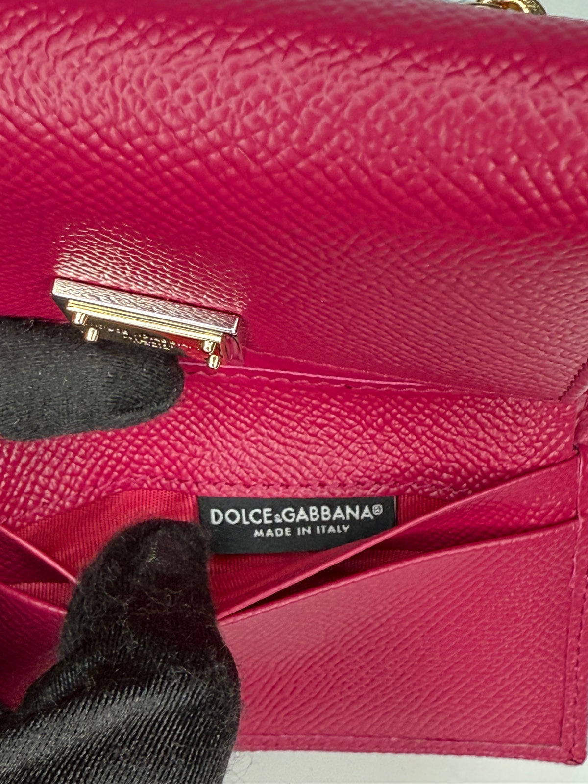 Dolce Gabbana Dauphine Calfskin French-Flap Wallet in Fuchsia