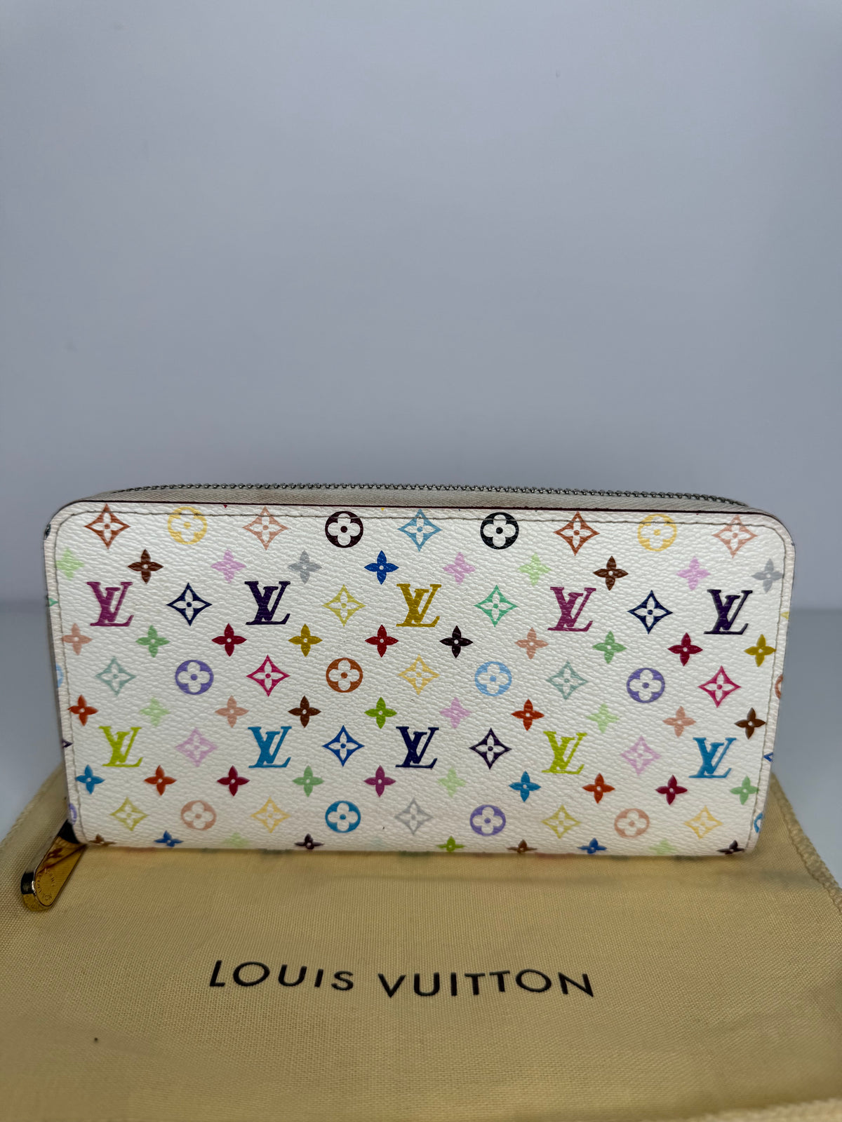 Louis Vuitton x Murakami White Monogram Multicolore Canvas Zippy Wallet