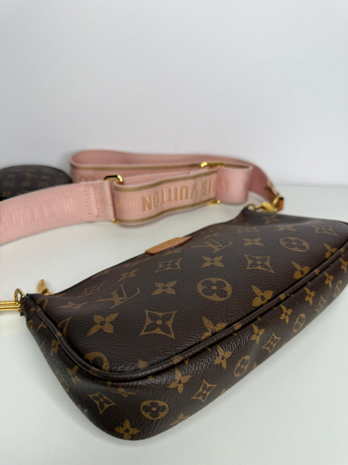Louis Vuitton Multi Pochette Accessoires Rose Clair Strap Monogram Canvas
