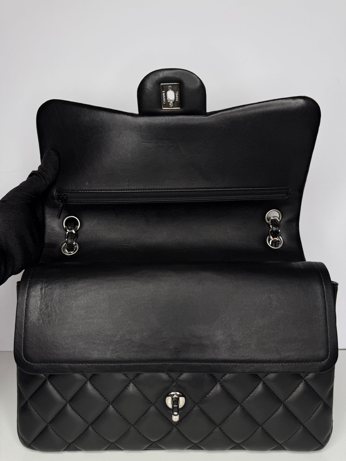 Chanel Classic Jumbo Double Flap Black Lambskin Shoulder Bag