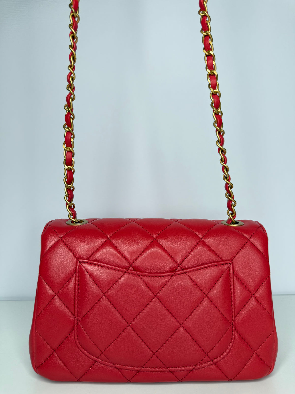 Chanel Paris–Monaco Cruise 2023 Coral Red Lambskin Crystal Flap Bag