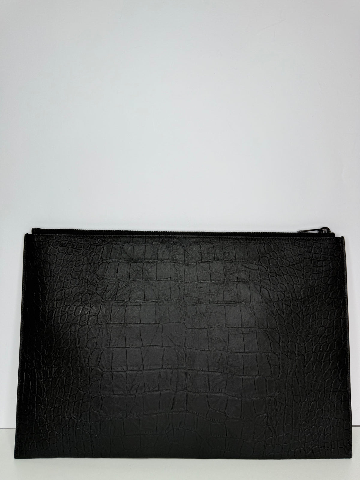 Saint Laurent Calfskin Crocodile Embossed Monogram iPad Case