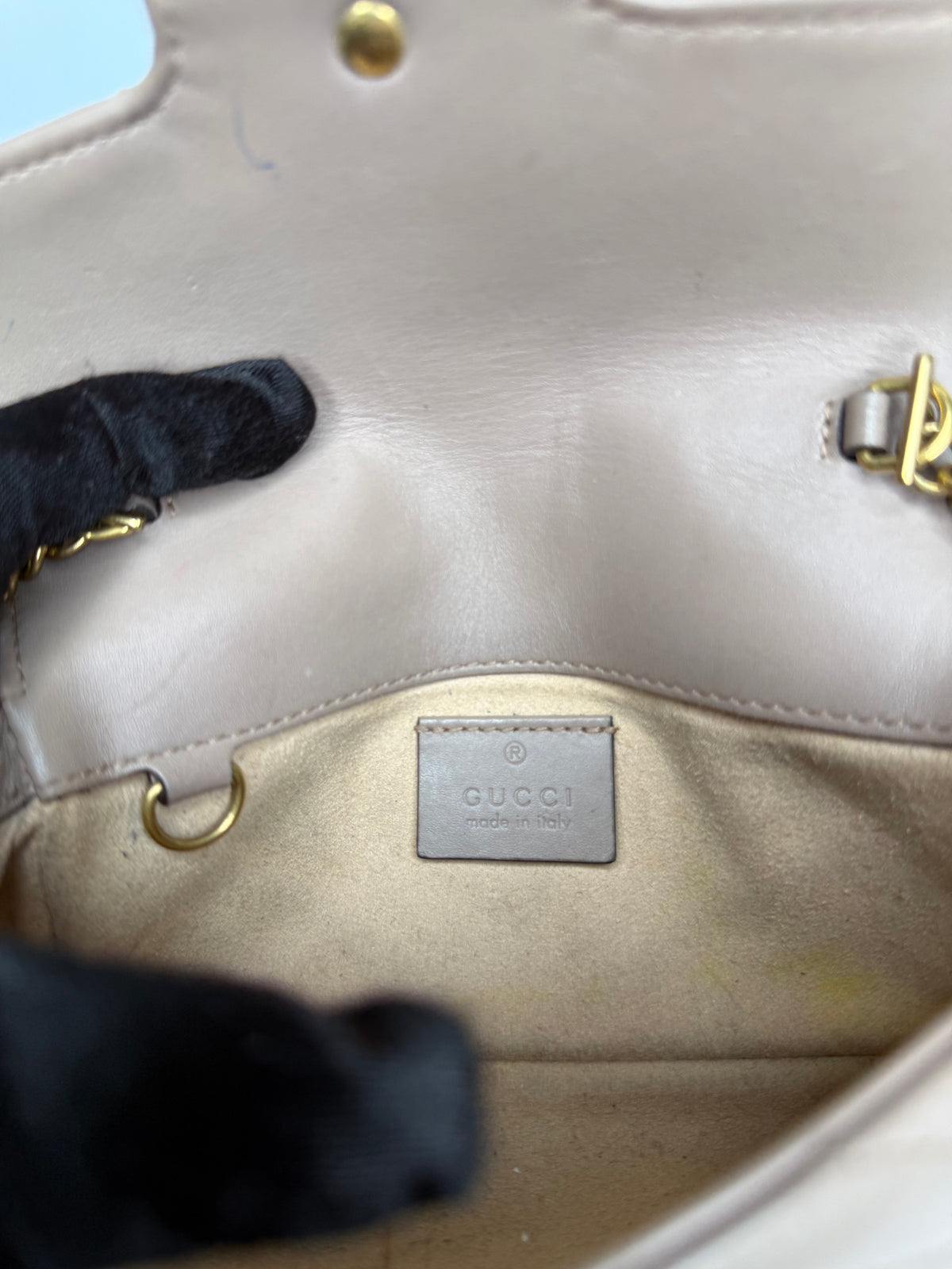 Gucci Calfskin Matelasse Super Mini GG Marmont Shoulder Bag Porcelain Rose