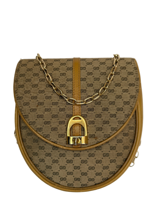 Gucci Vintage Brown Micro GG Canvas Crossbody Bag